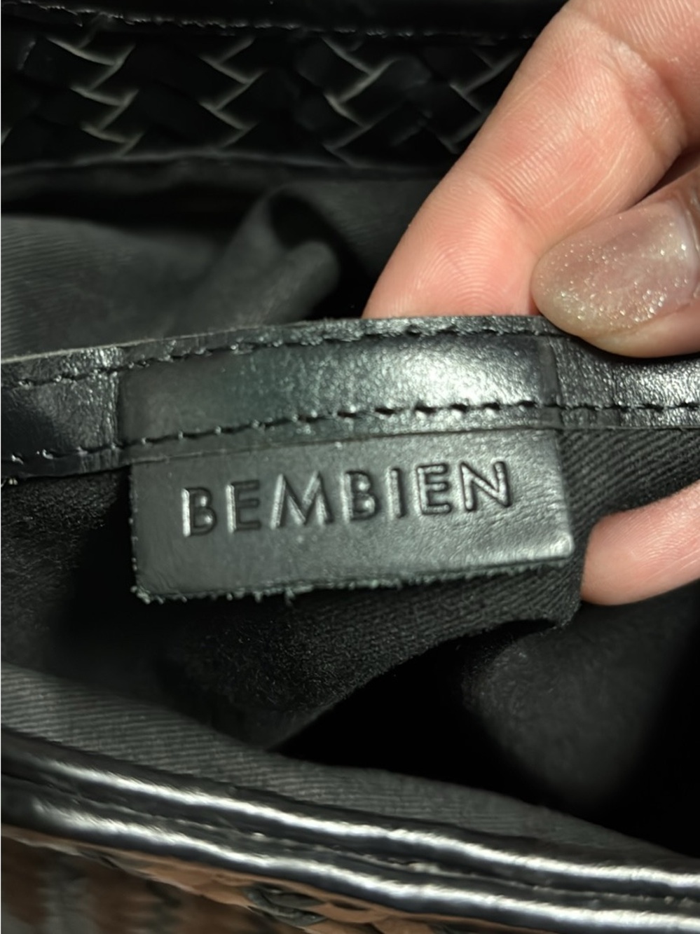 Woven Bembien Leather Tote Bag - Black - Picture 2 of 2